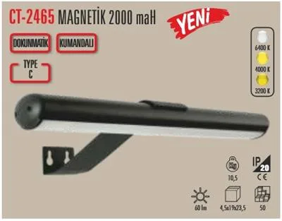 Cata Magnetik 2000 mAh 3 Renk Kumandalı Led Aplik