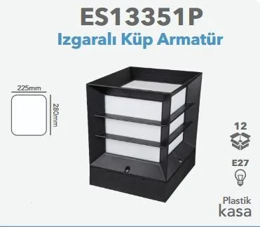 Doğaled E27 Izgaralı Küp Bahçe Armatürü